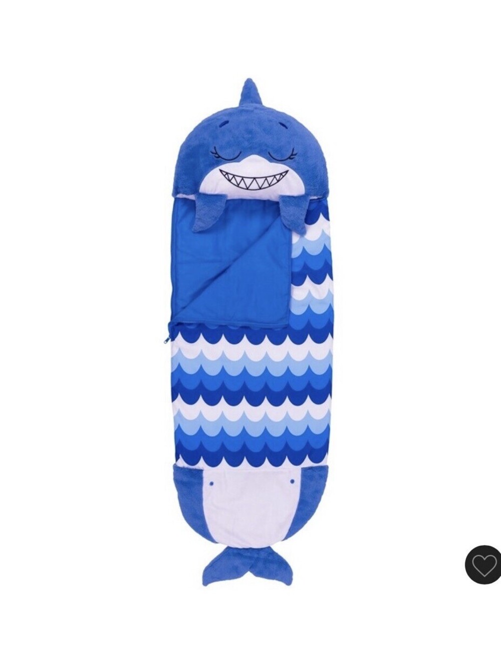 Happy Nappers Pillow & Sleepy Sack Comfy, Warm, Sleeping Bag Blue Shark Medium